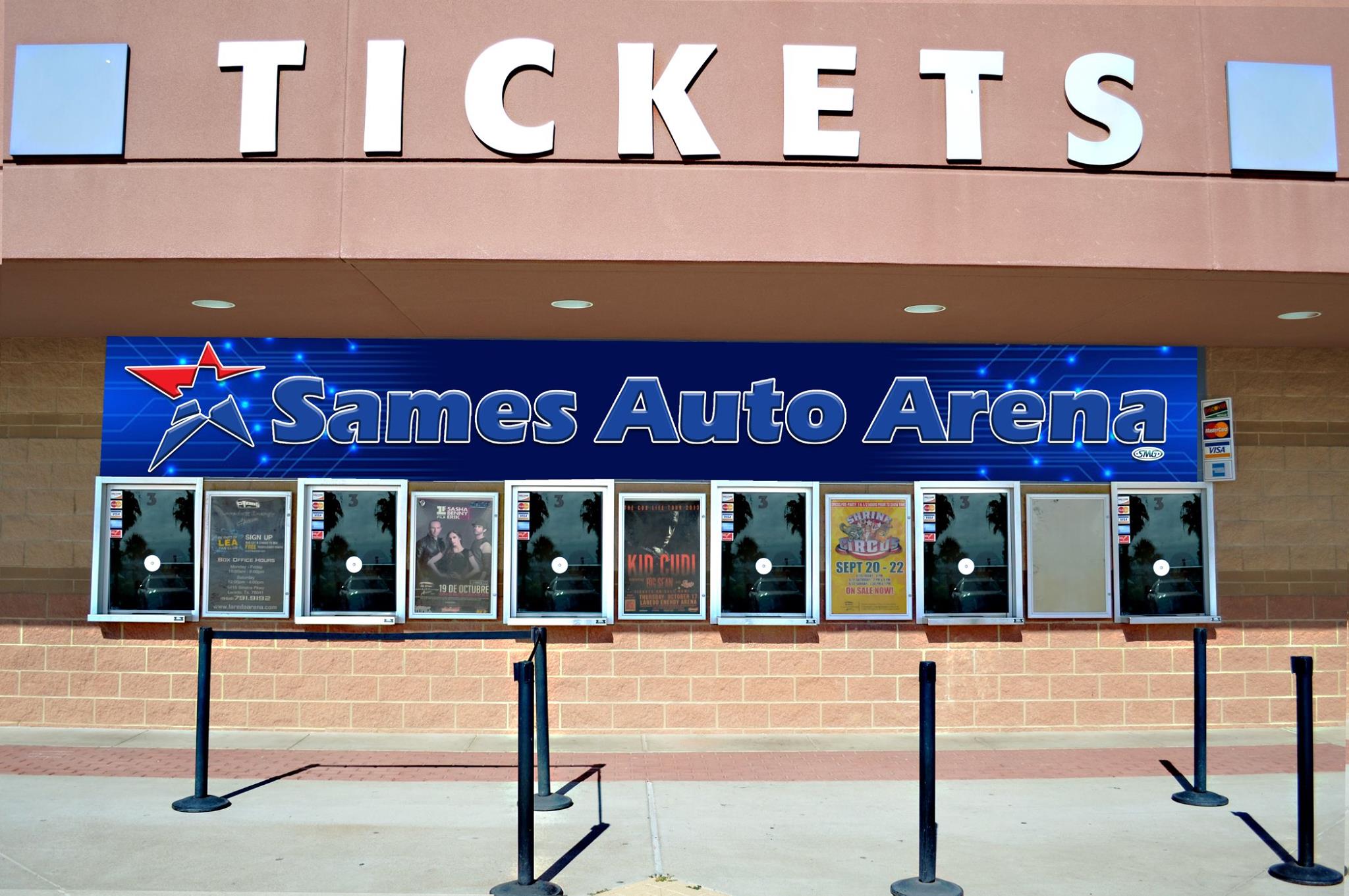 Sames Auto Arena box office information banner